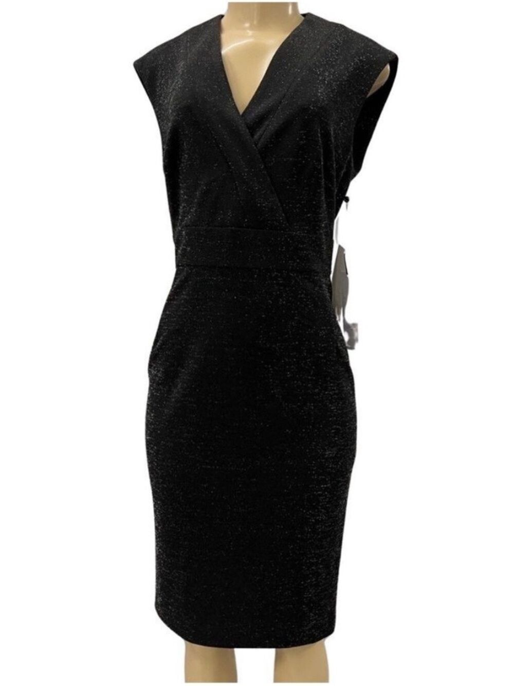 Calvin Klein Metallic Infused Sleeveless Knit Black Dress